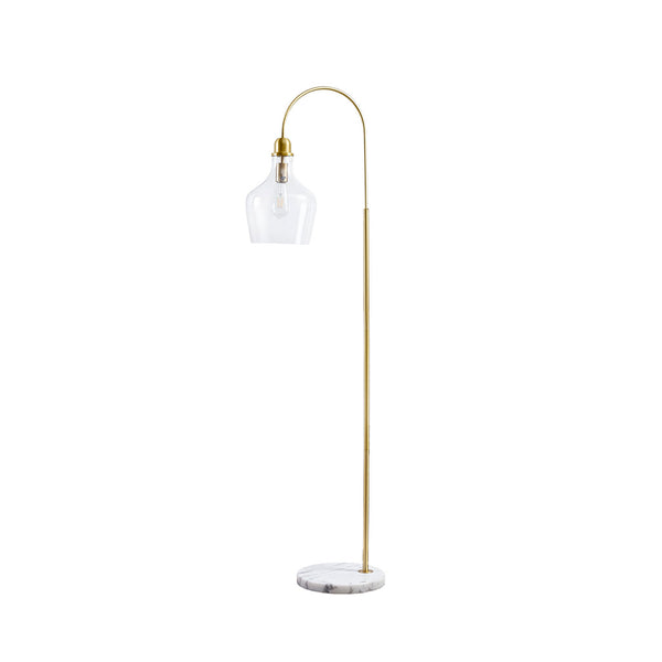 JLA Home INK+IVY - Arched Gold Floor Lamp with White Marble Base, Bell Glass Shade for Warm Directed Light — 72" MP154-0200