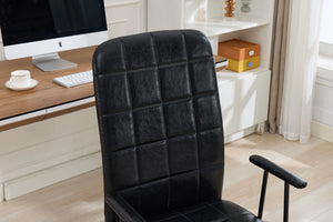 English Elm Antique PU Leather Office Chair with High Back, Soft Foam Seat, Adjustable Gaslift, 360° Swivel, Durable Frame Antique Black W3149P374034