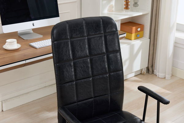 English Elm Antique PU Leather Office Chair with High Back, Soft Foam Seat, Adjustable Gaslift, 360° Swivel, Durable Frame Antique Black W3149P374034