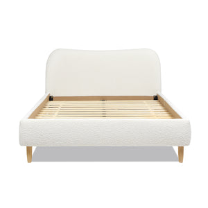 English Elm Jennifer Taylor Home - Roman Curved Headboard Queen Platform Bed In Ivory White Boucle – Cozy, Stylish, And Durable Design B2719P238210