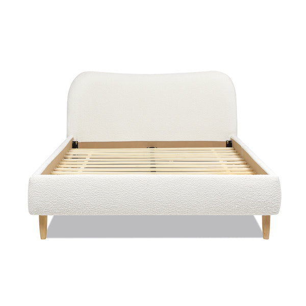 English Elm Jennifer Taylor Home - Roman Curved Headboard Queen Platform Bed In Ivory White Boucle – Cozy, Stylish, And Durable Design B2719P238210