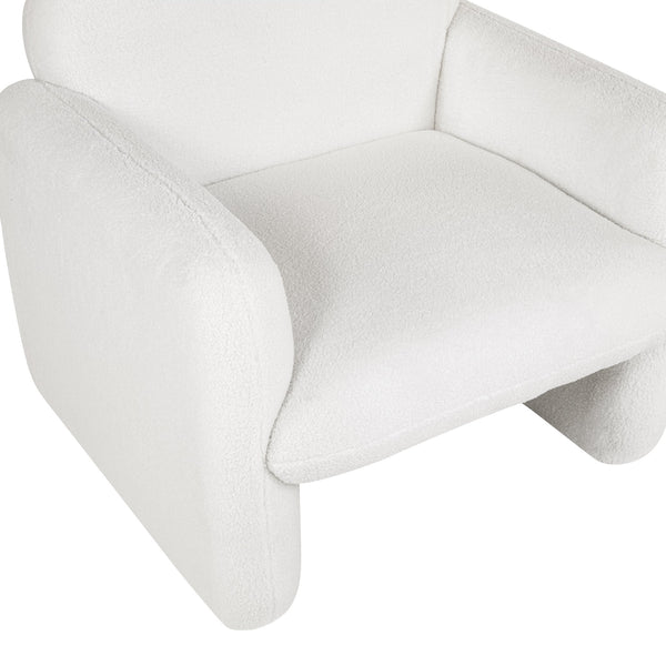 English Elm Stylish Teddy Fleece Single Sofa Chair with Arms and Pillow, Cozy Accent Armchair for Living Room Beige 30 L x 24.75 W x 24 H W1716P196469