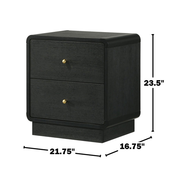 English Elm 2-drawer Nightstand Melamine Veneer Brass Hardware Modern Bedroom Bedside Table B016P459888