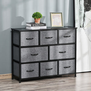 English Elm HOMCOM 8-Drawer Fabric Dresser Tower with MDF Top, Steel Frame, Anti-Tip Design for Bedroom W2225P229649