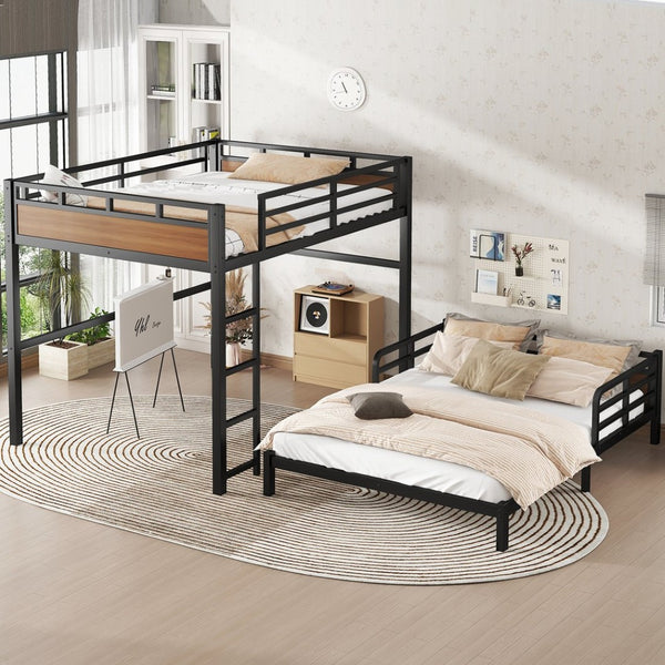 English Elm Twin Xl Solid Pine Loft Bed with Built-in Led Lighting and Storage Shelves Walnut W1580S00504