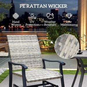English Elm Outsunny Pe Wicker Swivel Glider Patio Chairs Set of 2 with High Back Steel Frame W2225P485597