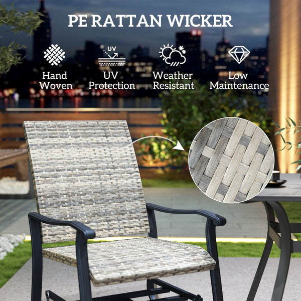 English Elm Outsunny Pe Wicker Swivel Glider Patio Chairs Set of 2 with High Back Steel Frame W2225P485597