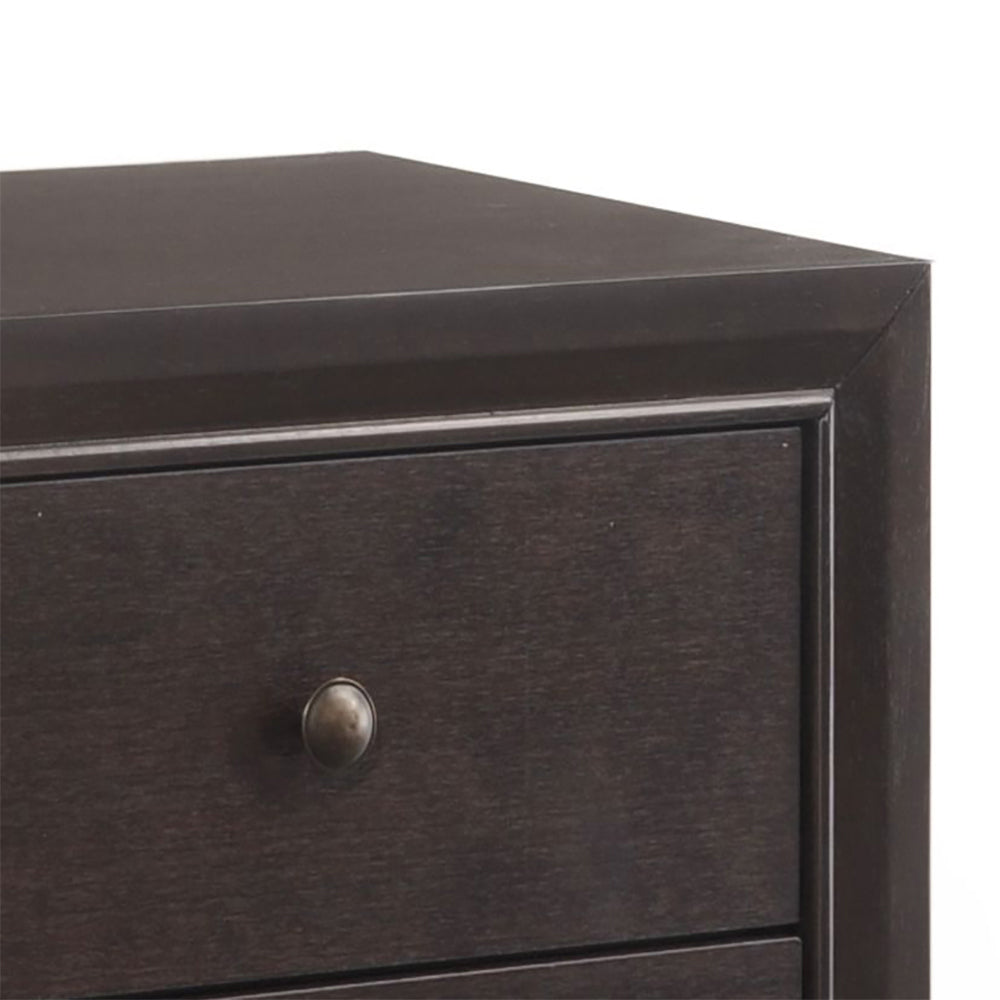 English Elm Espresso Two-Drawer Nightstand with Sturdy Wooden Legs, Warm Finish, Compact Storage for Bedroom Essentials B062P186508