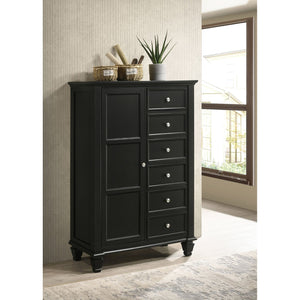 English Elm Vallauris Black Chest with Felt-Lined Top Drawer, Six Slide-Out Drawers & Silver Hardware, Stylish Storage B062P340718