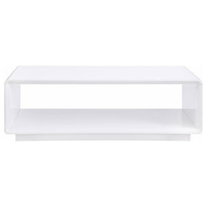 English Elm Fletcher Gloss White Lacquer Coffee and End Table Set for Modern Living Rooms B062S01630