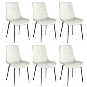 English Elm White PU Leather Dining Chair Set of 2 — Thick Cushion, Metal Legs, Durable PU, Adjustable Feet, 300lb Capacity T3967P399493
