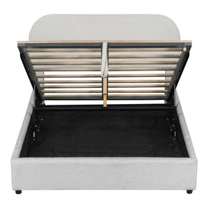 English Elm Teddy Upholstered Full Platform Bed with Plush Fleece, Hydraulic Storage, Sturdy 600lb Capacity White SF000165AAK