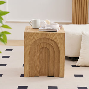 English Elm 15.74'' Modern Square Side Table Compact Accent Nightstand MDF Imitation Wood Durable Stylish Decor Natural W876P245157