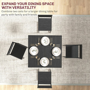 English Elm Homcom Industrial 3 Piece Dining Set Steel Legs Mdf Top Compact Kitchen Seating Black W2225P229082