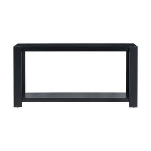 English Elm U_STYLE Minimalist Console Table with Bottom Shelf and Sturdy Four Legs, 63.8" Long Entryway Accent Black N711P173084B