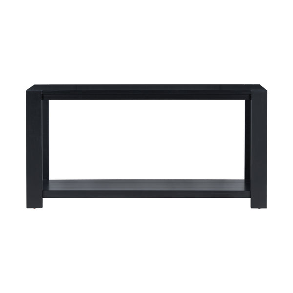 English Elm U_STYLE Minimalist Console Table with Bottom Shelf and Sturdy Four Legs, 63.8" Long Entryway Accent Black N711P173084B