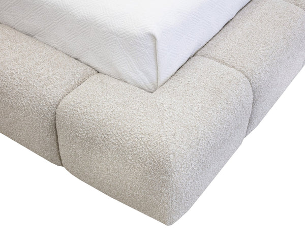 Sunpan OLENA Bed - Plush Modern Design in Meg Ash Fabric with Elegant Channeling and Easy Setup Features Taupe 112528