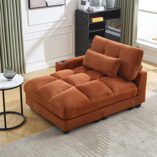 English Elm United Cozy Cloud Sleeper Sofa & Chaise Lounge Chair With Usb, Cup Holders & Adjustable Backrest W1568S00164-GIGA