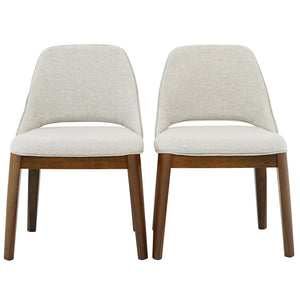 English Elm Ashcroft Furniture - Weston Solid Wood Dining Chairs Set of 2 in Beige Linen — Transitional Full-Back Comfort, Durable Upholstery (2) B183P281179