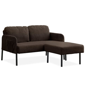 English Elm Brown L-Shaped 2-Seater Sofa with Ottoman — Modern Polyester Loveseat, Foam Cushions, Compact Comfort for Apartments W1164S00029