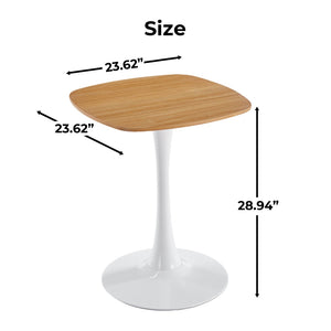 English Elm 23.62 Inch Round Pedestal Dining Table Oak Finish Compact Contemporary Accent W3766P397277