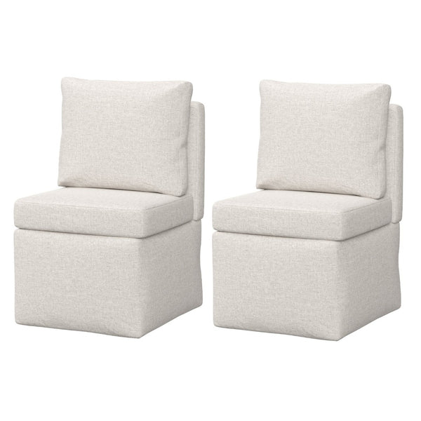 English Elm Armless Corduroy Accent Chair with Dense Cushion for Bedroom or Living Room T3623P430761