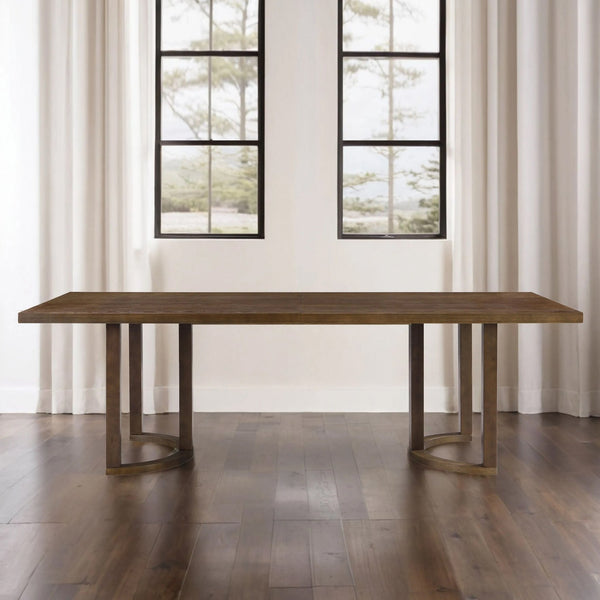 English Elm Christopher Knight Home® - 95 Modern Solid Wood Dining Table with U-Shaped Trestle Base Seats 8, Sleek Rectangular Design Walnut N771P195513T