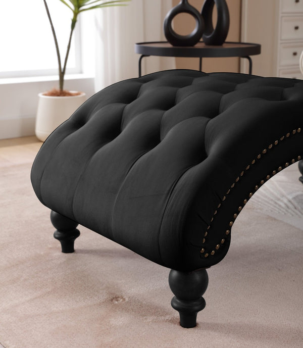 English Elm Classical Velvet Tufted Recliner Armchair with Nailhead Trim and Solid Wood Frame W2795P448683