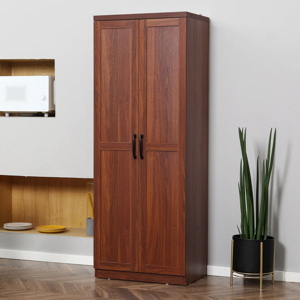 English Elm HOMCOM 63" Kitchen Pantry Cabinet with 5-Tier Shelves, Two Adjustable Shelves, Anti-Tip Safety Brown W2225P217119