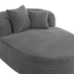 English Elm Modern Chaise Lounge Sofa oversized corduroy chaise with high-density foam, spring support & pillows Gray N719P329129E