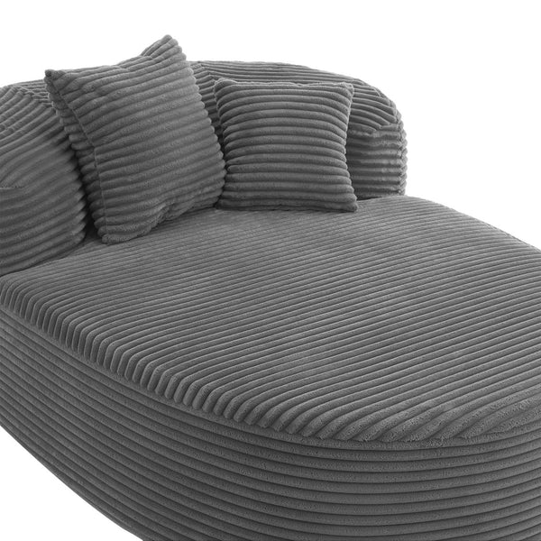 English Elm Modern Chaise Lounge Sofa oversized corduroy chaise with high-density foam, spring support & pillows Gray N719P329129E