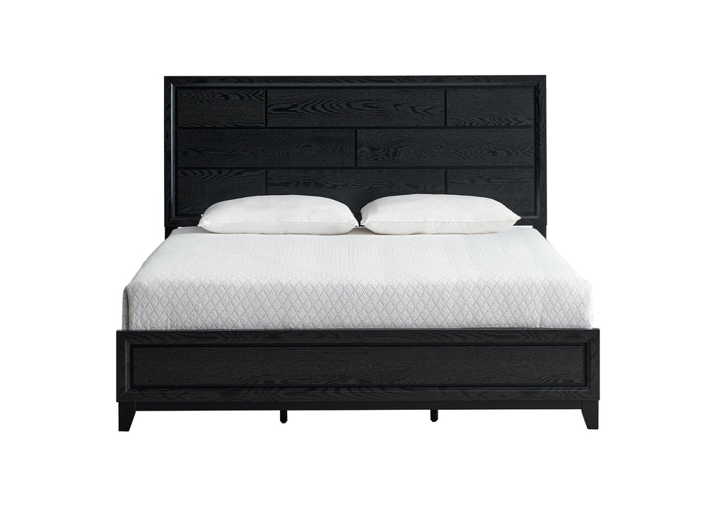English Elm Glasgow King Bed In Deep Black Finish - Modern Solid Wood Design With Under-Bed Storage Space B078S00634