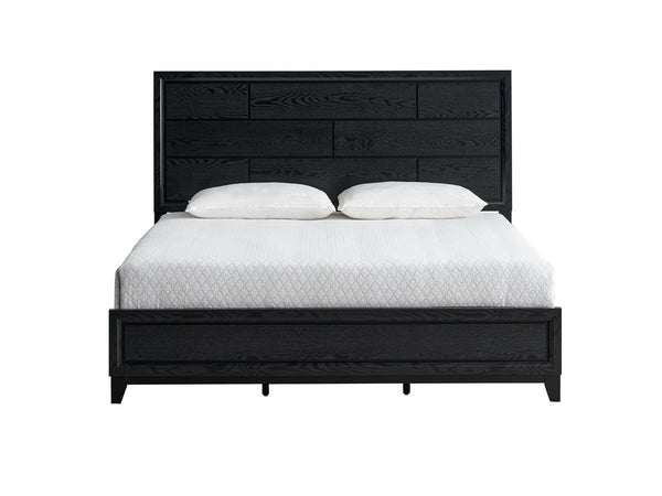 English Elm Glasgow King Bed In Deep Black Finish - Modern Solid Wood Design With Under-Bed Storage Space B078S00634