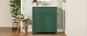 English Elm Bathroom Vanity with Sink French-Inspired 30" Ceramic Basin Vanity Cabinet with Soft-Close Doors & Drawer Organizer Green N710P286723F