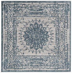 Unique Loom Aberdeen Derbyshire Machine Made Medallion Rug Light Blue, Gray 5' 3" x 5' 3"