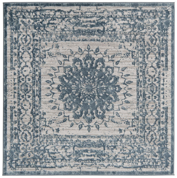 Unique Loom Aberdeen Derbyshire Machine Made Medallion Rug Light Blue, Gray 5' 3" x 5' 3"