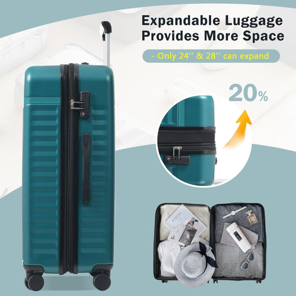English Elm Luggage Set 5 Piece Abs Hardside Expandable Spinner Wheels Tsa Lock Travel Bags Dark Green N732P326115F