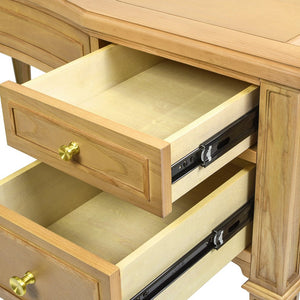 English Elm Jennifer Taylor Home - Dauphin Gold Accent Executive Desk - Natural Ash Wood, 5 Drawers, Premium Quality & Easy Setup B2719P238477