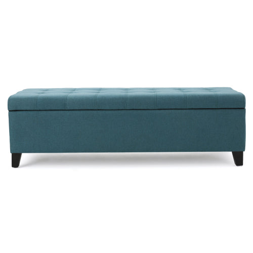 English Elm Christopher Knight Home® - STORAGE Ottoman with Hidden Compartment, Sturdy Fabric Bench for Seating, Footrest & Space-Saving Décor (51x19.5x13.5) Teal 68087.00DT