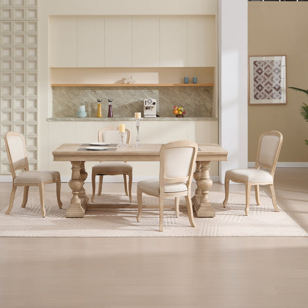 English Elm French Country Dining Chairs Set Of 2 - Stylish Upholstered Design, Fan-Back Comfort For Any Space W3426P324536