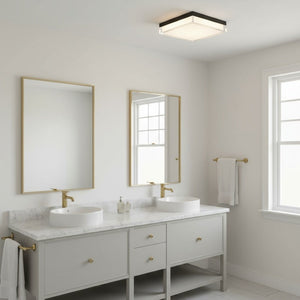 English Elm 11-inch Matte Led Flush Mount Ceiling Light Dimmable Frosted Diffuser Modern Low Profile Black B370P398964