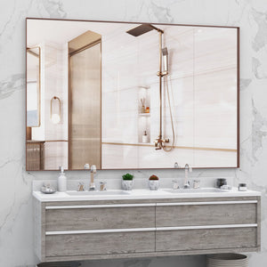 English Elm Oversized Aluminum Framed 72x48-Inch Full Length Mirror with Removable Tray and Dual Mounting Options Yellow+Coral W708P297638