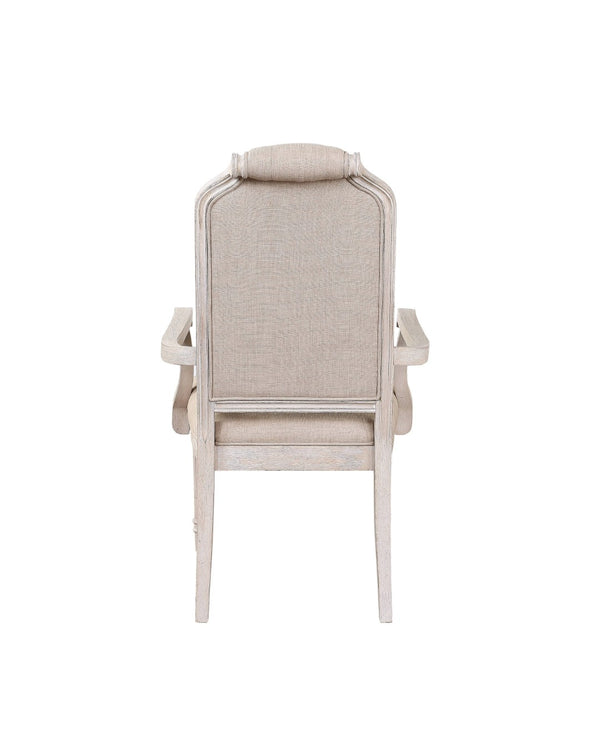 English Elm Wynsor High Back Tufted Arm Chairs Set of Two Rubberwood Antique White Dining B2726P457134