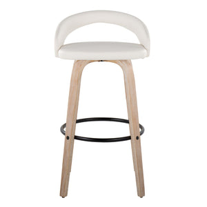 English Elm Fixed-height Swivel Barstools Whitewashed Bentwood Faux Leather Kitchen Island Set B202S01912