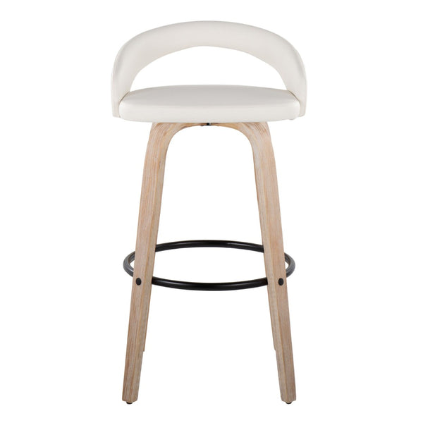 English Elm Fixed-height Swivel Barstools Whitewashed Bentwood Faux Leather Kitchen Island Set B202S01912