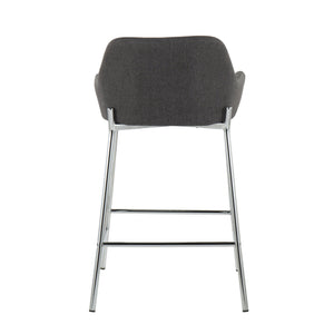 English Elm Daniella Modern Counter Stool Set Of 2 - Charcoal Upholstered Seat With Chrome Frame For Style & Comfort B202S00048