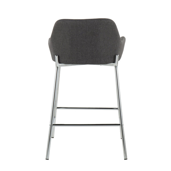 English Elm Daniella Modern Counter Stool Set Of 2 - Charcoal Upholstered Seat With Chrome Frame For Style & Comfort B202S00048