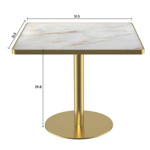 English Elm Square Modern Dining Table - 31.5" Faux Marble Bistro Table With Sturdy Metal Frame, Easy Assembly W3316P375693-GIGA