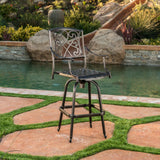 Christopher Knight Home® Santa Maria Outdoor Barstool with Swivel, Armrests & Lattice Back - Copper Finish