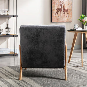 English Elm Classic Mid Century Modern Accent Chair with Espresso Wood Frame, Plush Microfiber Cushioning & Retro Appeal Light Gray B2735P271039